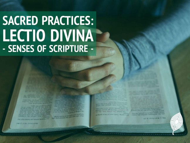 Hands in prayer over an open Bible